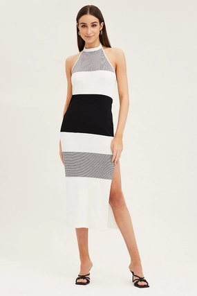 Multi Halter Knit Midi Dress