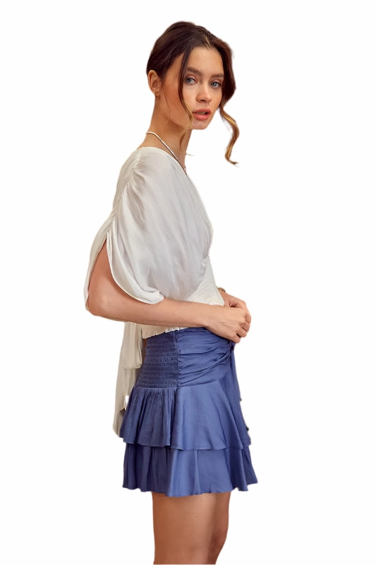 Mustard Seed V-Neck Smocked Tie Detail Top