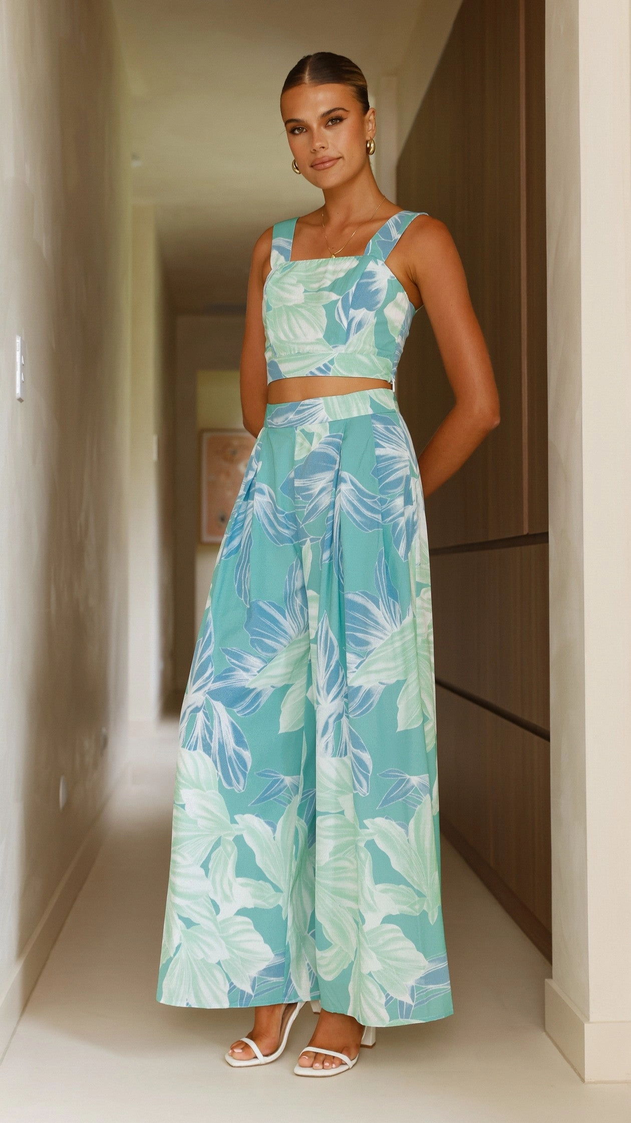 Noa Top and Pants Set - Sage Print
