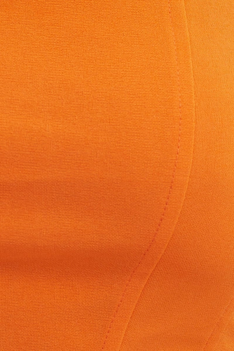 Orange Sleeveless Jersey Shirred Back Corset Top
