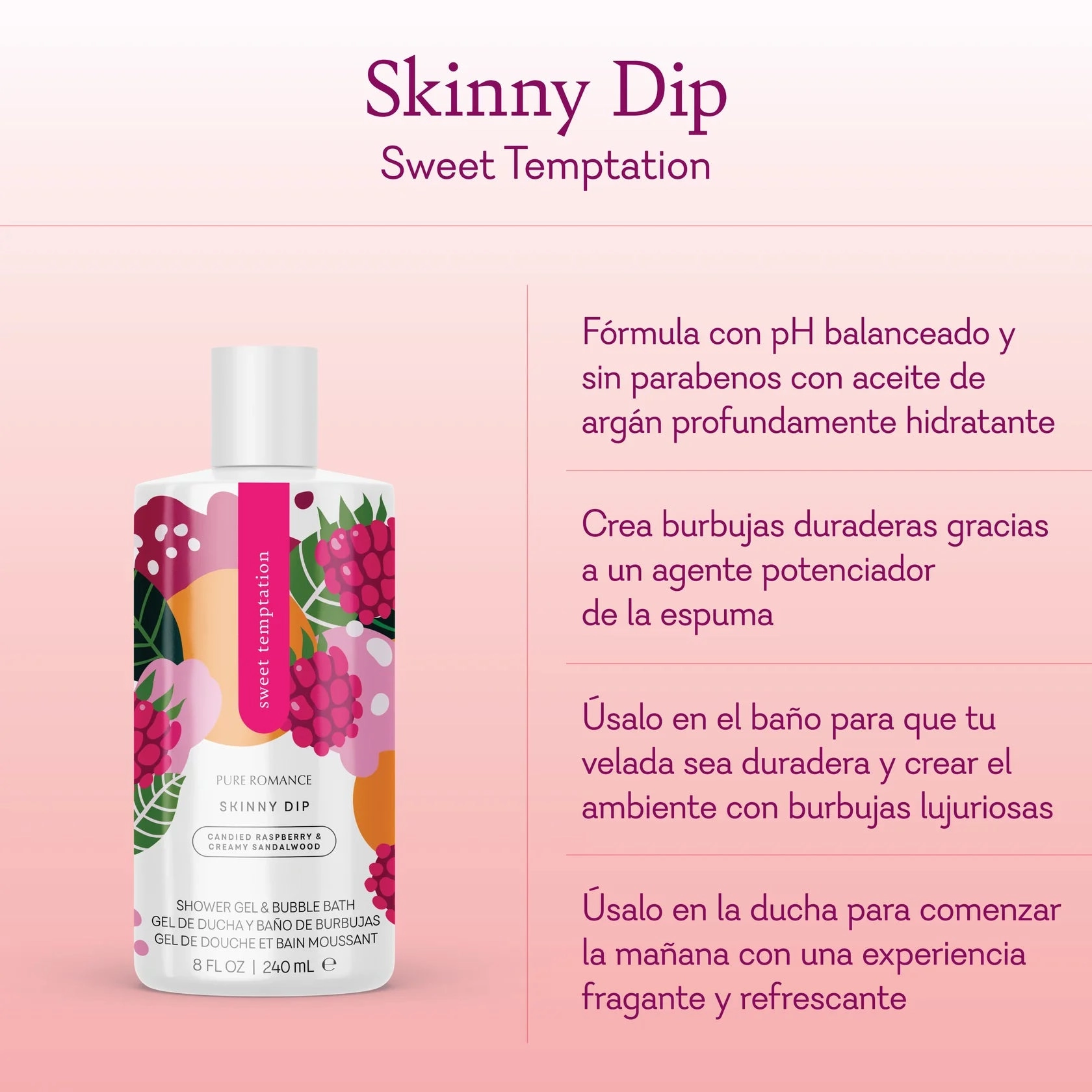 Pheromone Shower Gel & Vaginal Wash & Bubble Bath - Skinny Dip - Sweet Temptation - IN STOCK - 36 LEFT! - Pure Romance