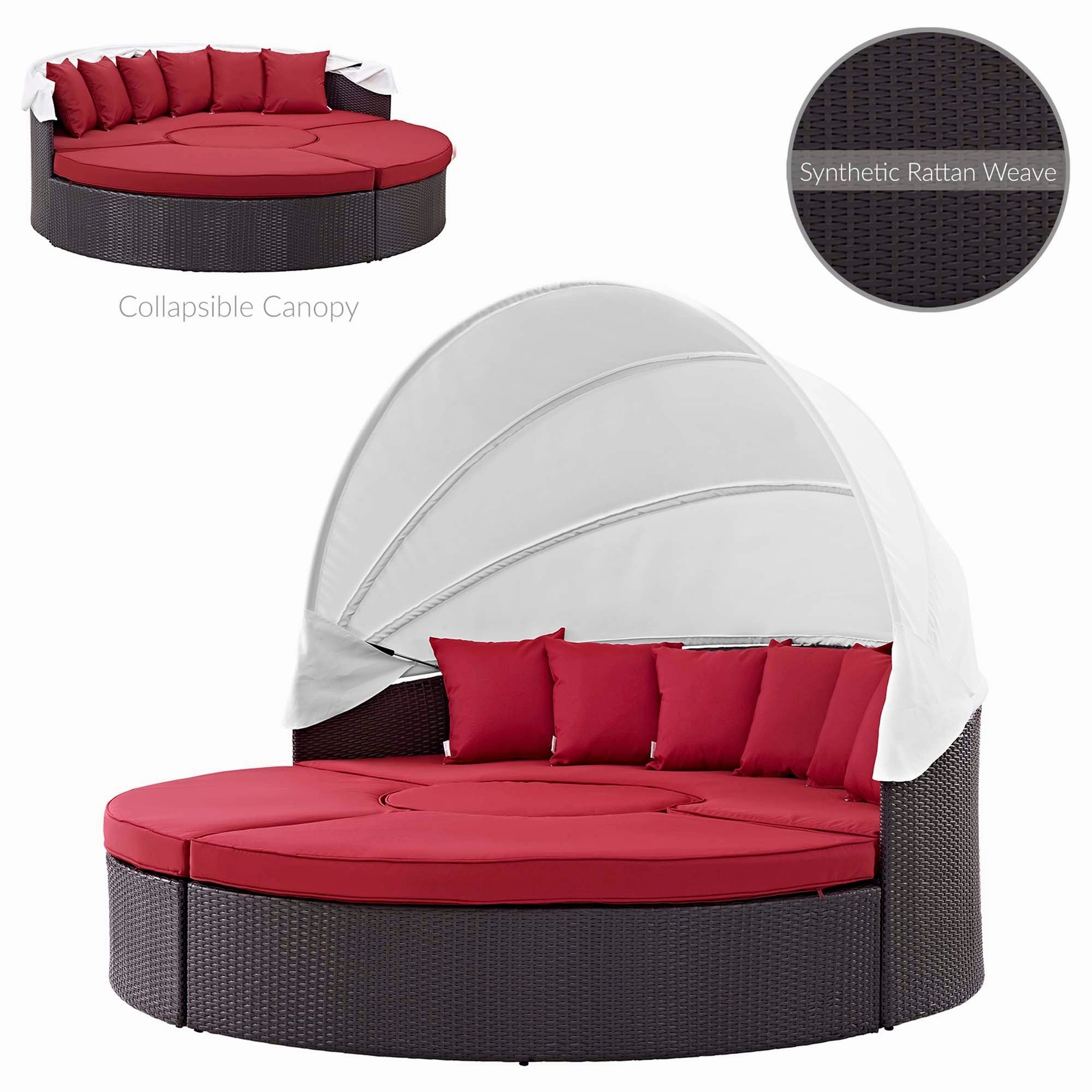 Quest Wicker Rattan Outdoor Patio Canopy Sectional Daybed by Modway