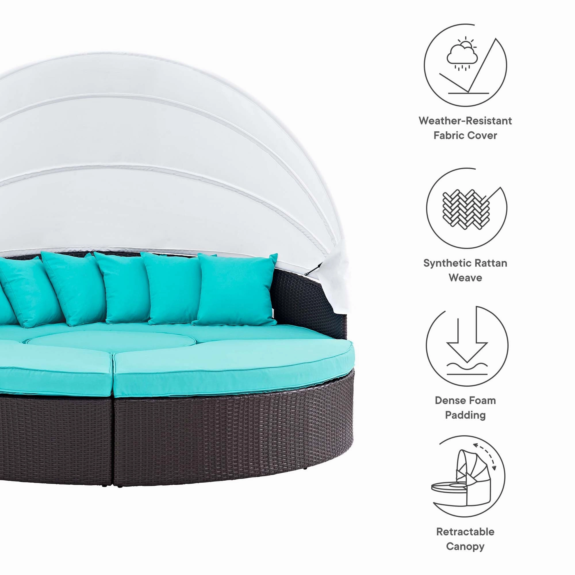 Quest Wicker Rattan Outdoor Patio Canopy Sectional Daybed by Modway