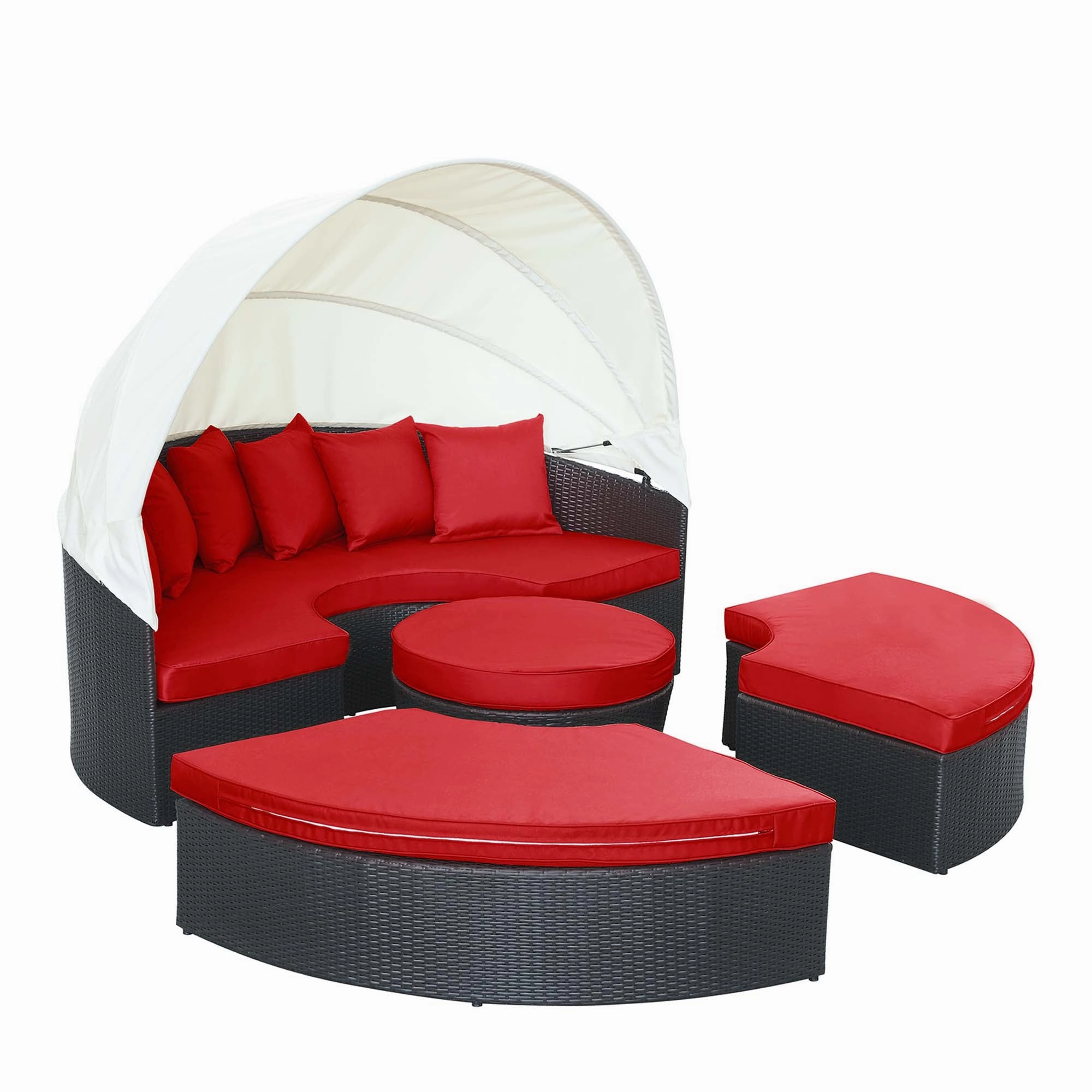 Quest Wicker Rattan Outdoor Patio Canopy Sectional Daybed by Modway