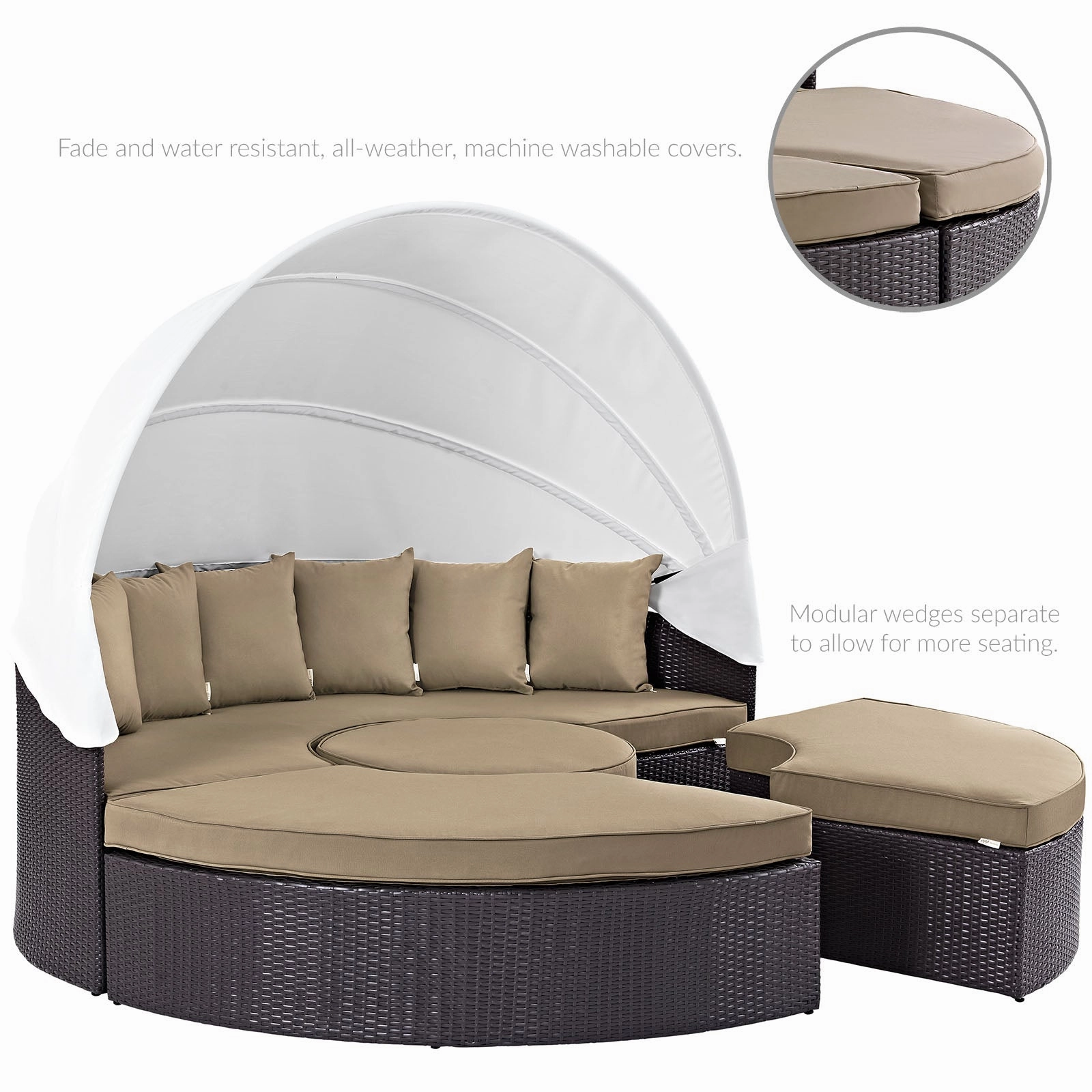 Quest Wicker Rattan Outdoor Patio Canopy Sectional Daybed by Modway