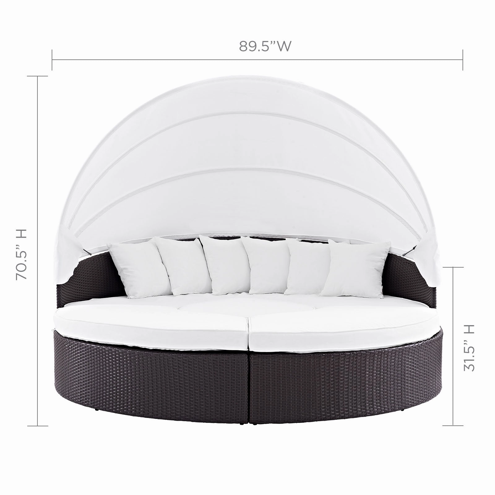 Quest Wicker Rattan Outdoor Patio Canopy Sectional Daybed by Modway