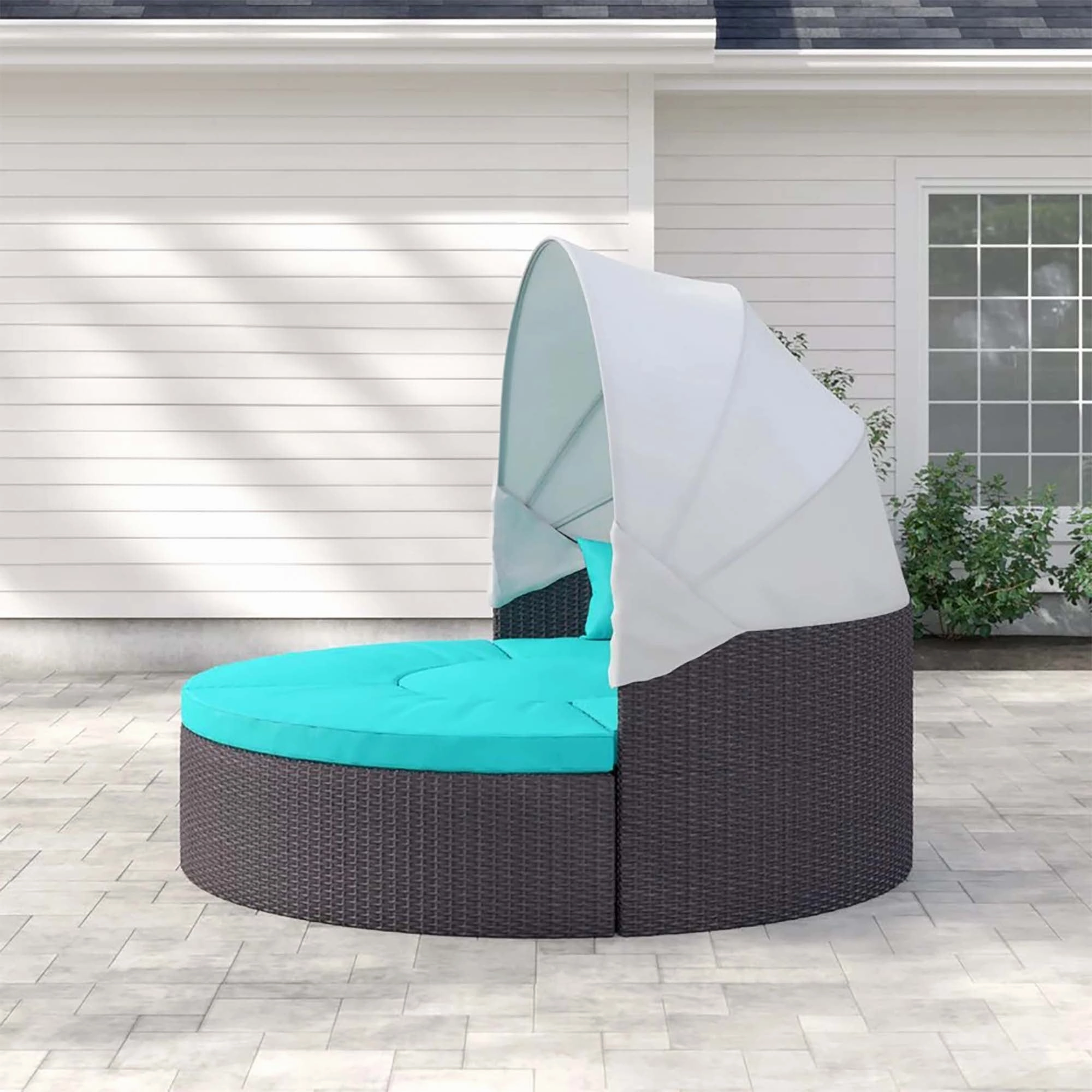 Quest Wicker Rattan Outdoor Patio Canopy Sectional Daybed by Modway