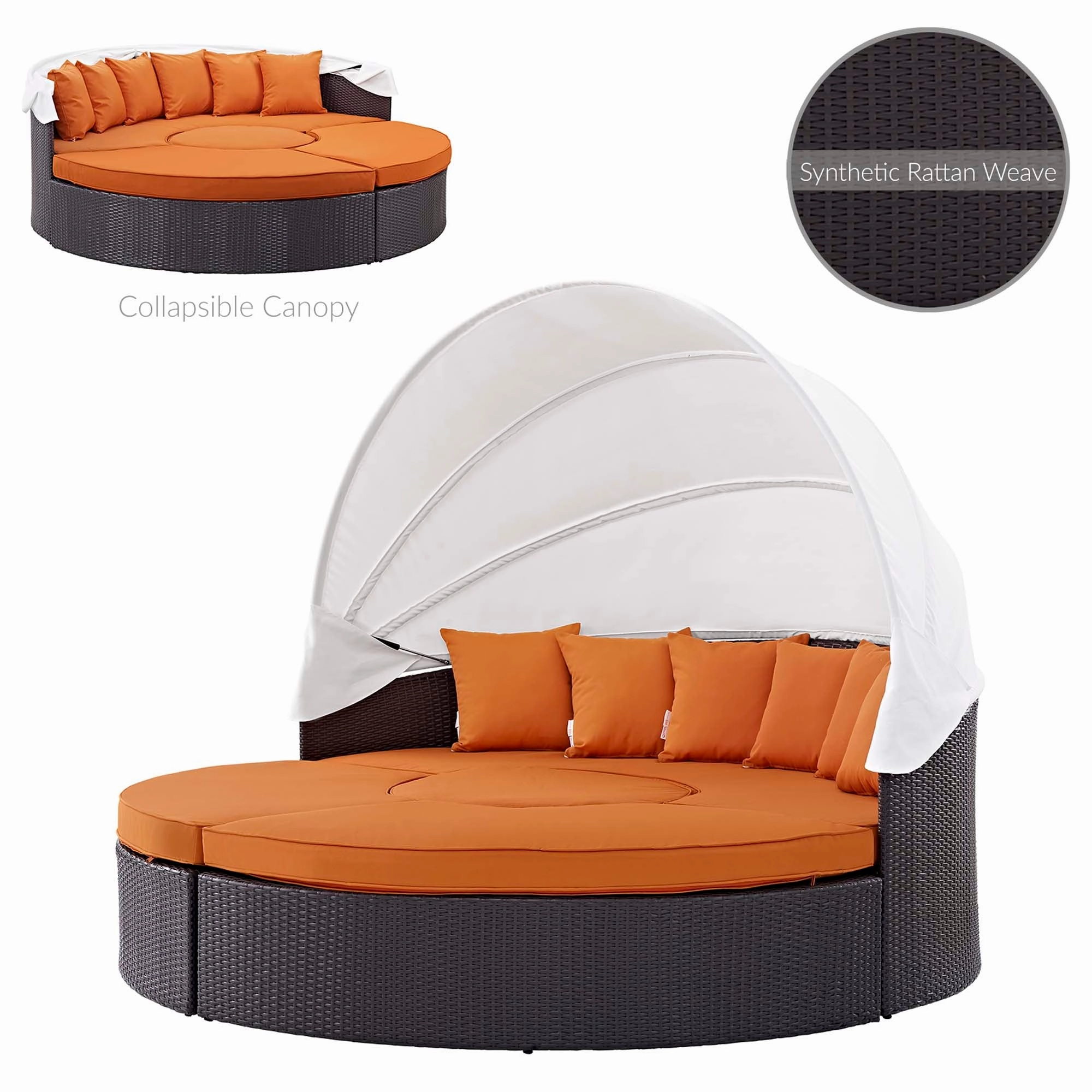Quest Wicker Rattan Outdoor Patio Canopy Sectional Daybed by Modway