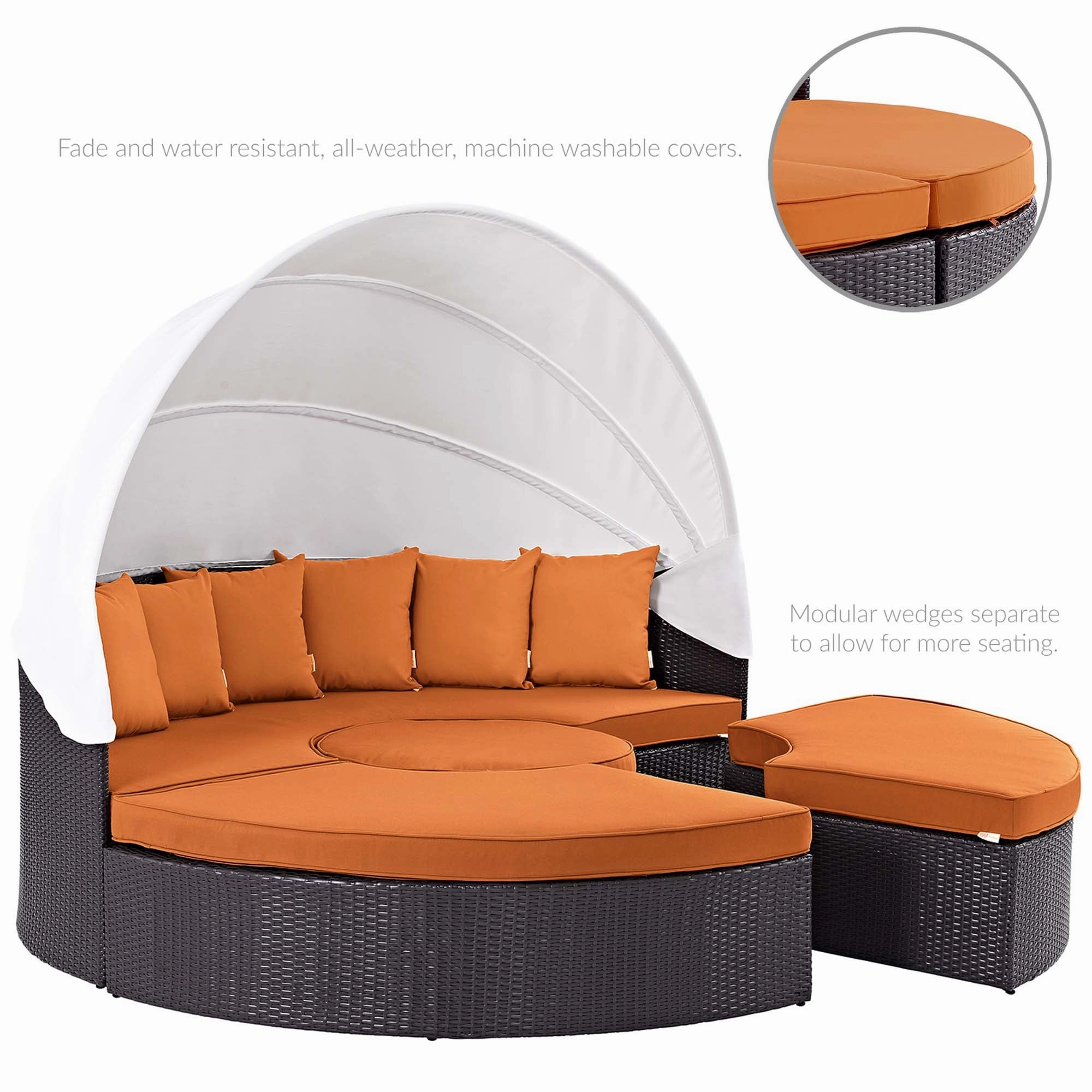 Quest Wicker Rattan Outdoor Patio Canopy Sectional Daybed by Modway