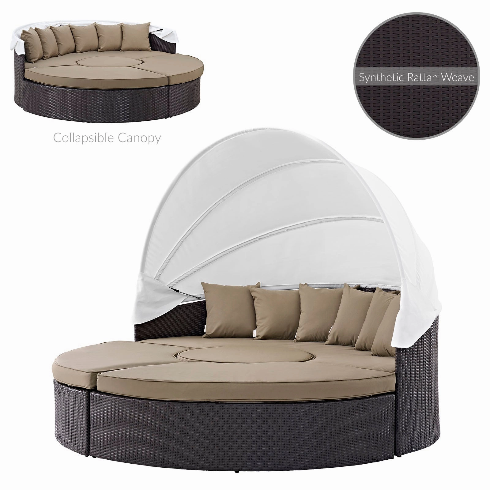 Quest Wicker Rattan Outdoor Patio Canopy Sectional Daybed by Modway