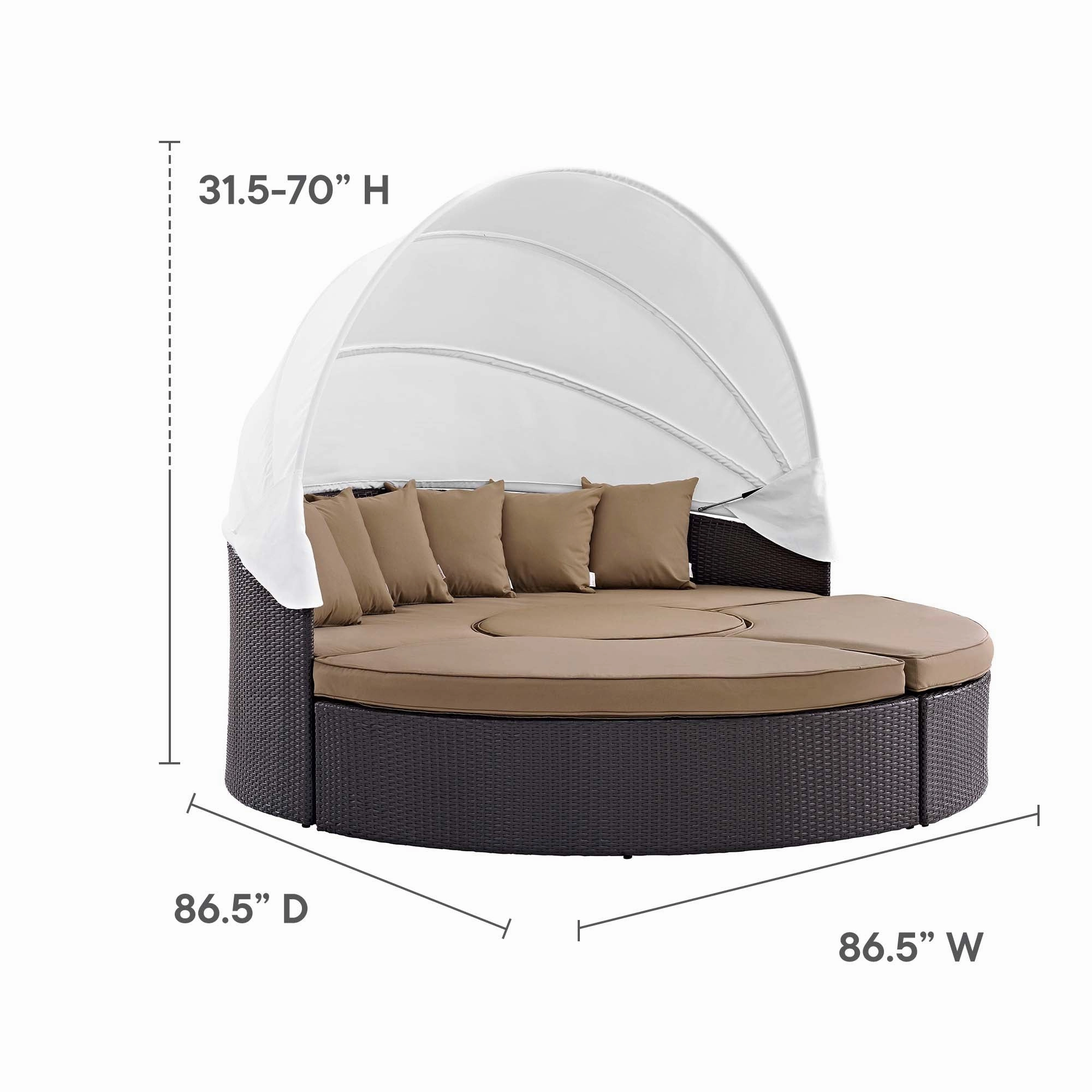 Quest Wicker Rattan Outdoor Patio Canopy Sectional Daybed by Modway