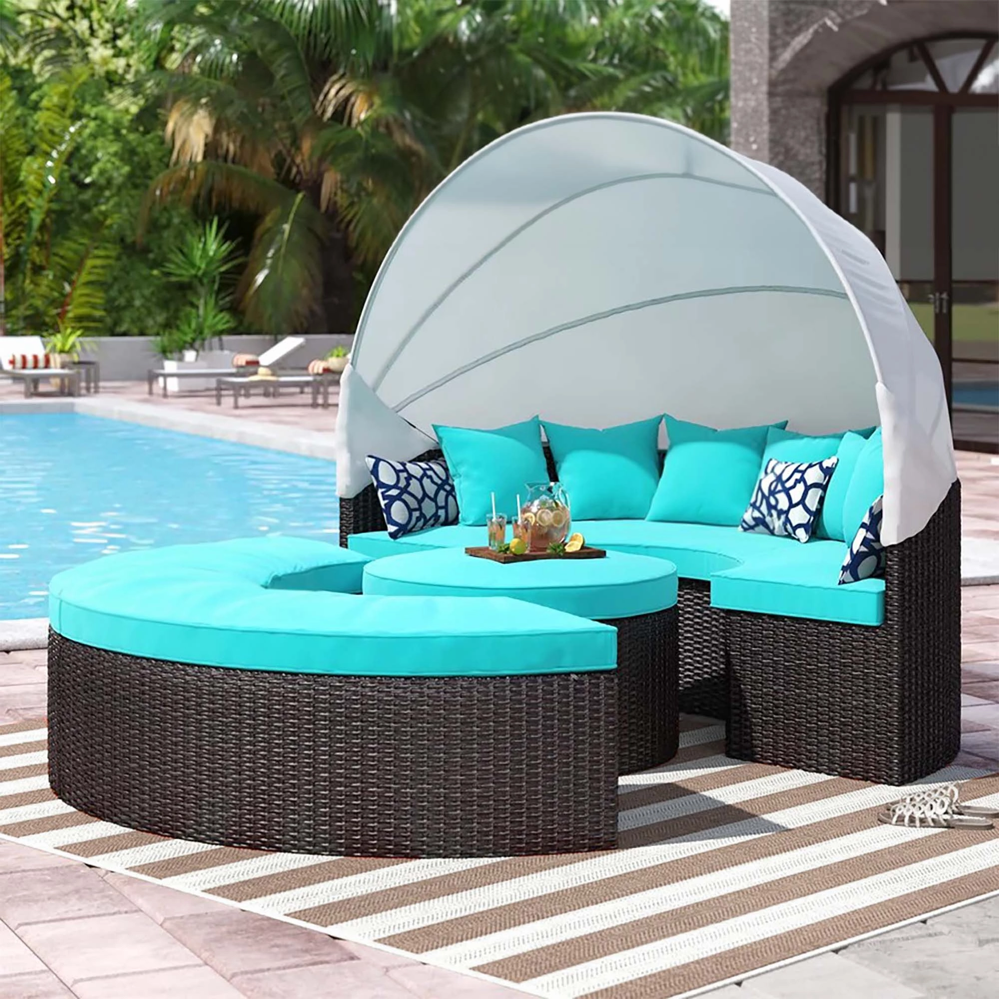 Quest Wicker Rattan Outdoor Patio Canopy Sectional Daybed by Modway