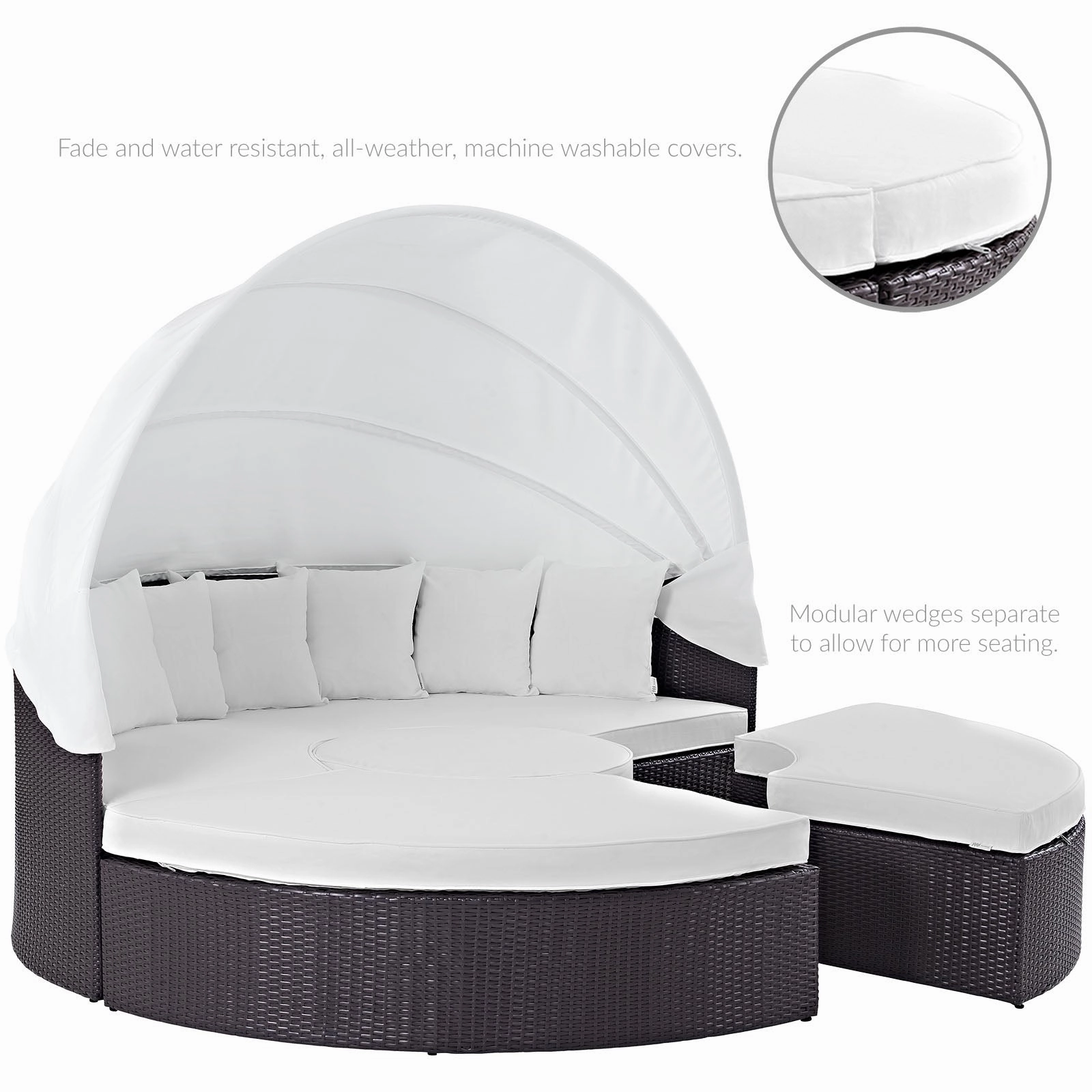 Quest Wicker Rattan Outdoor Patio Canopy Sectional Daybed by Modway