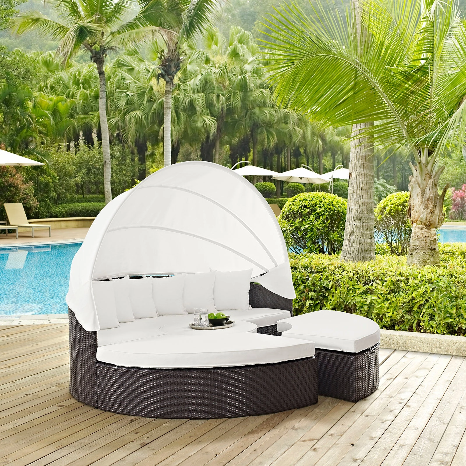Quest Wicker Rattan Outdoor Patio Canopy Sectional Daybed by Modway