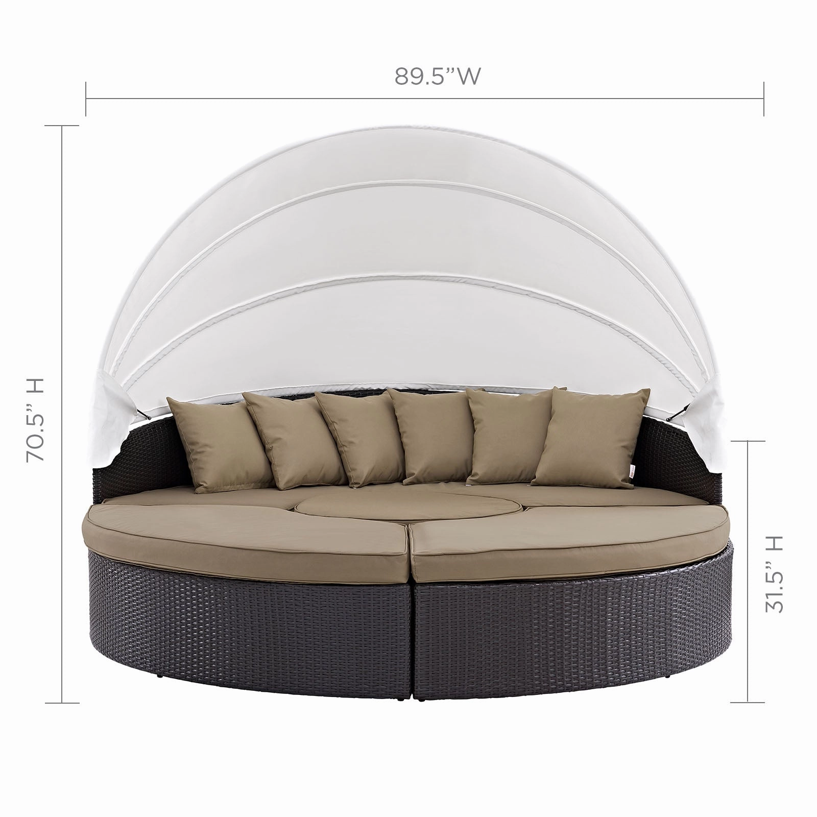 Quest Wicker Rattan Outdoor Patio Canopy Sectional Daybed by Modway