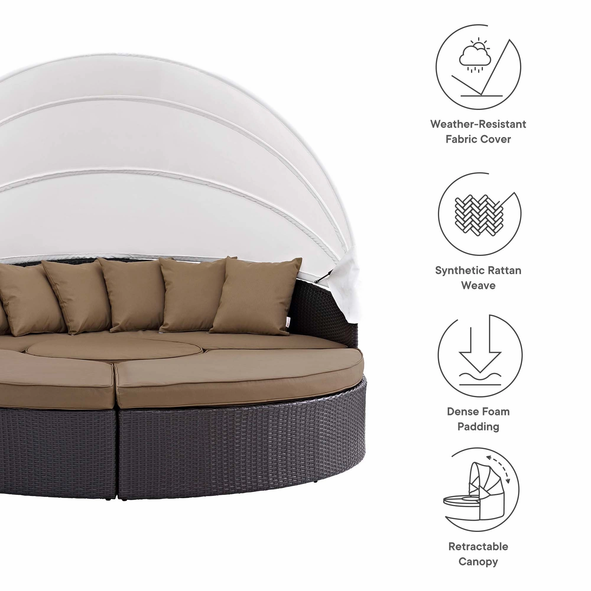 Quest Wicker Rattan Outdoor Patio Canopy Sectional Daybed by Modway