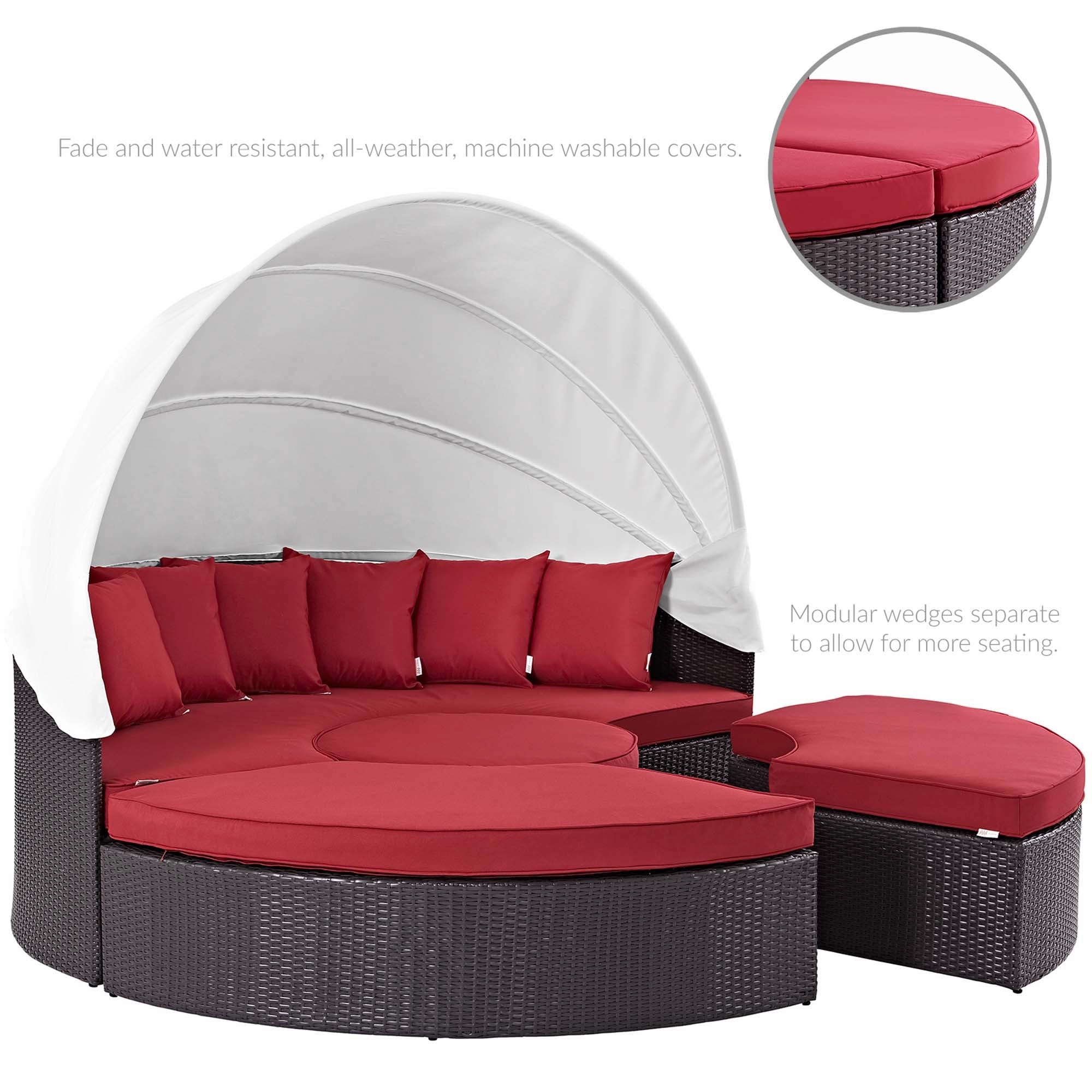 Quest Wicker Rattan Outdoor Patio Canopy Sectional Daybed by Modway