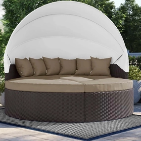Quest Wicker Rattan Outdoor Patio Canopy Sectional Daybed by Modway