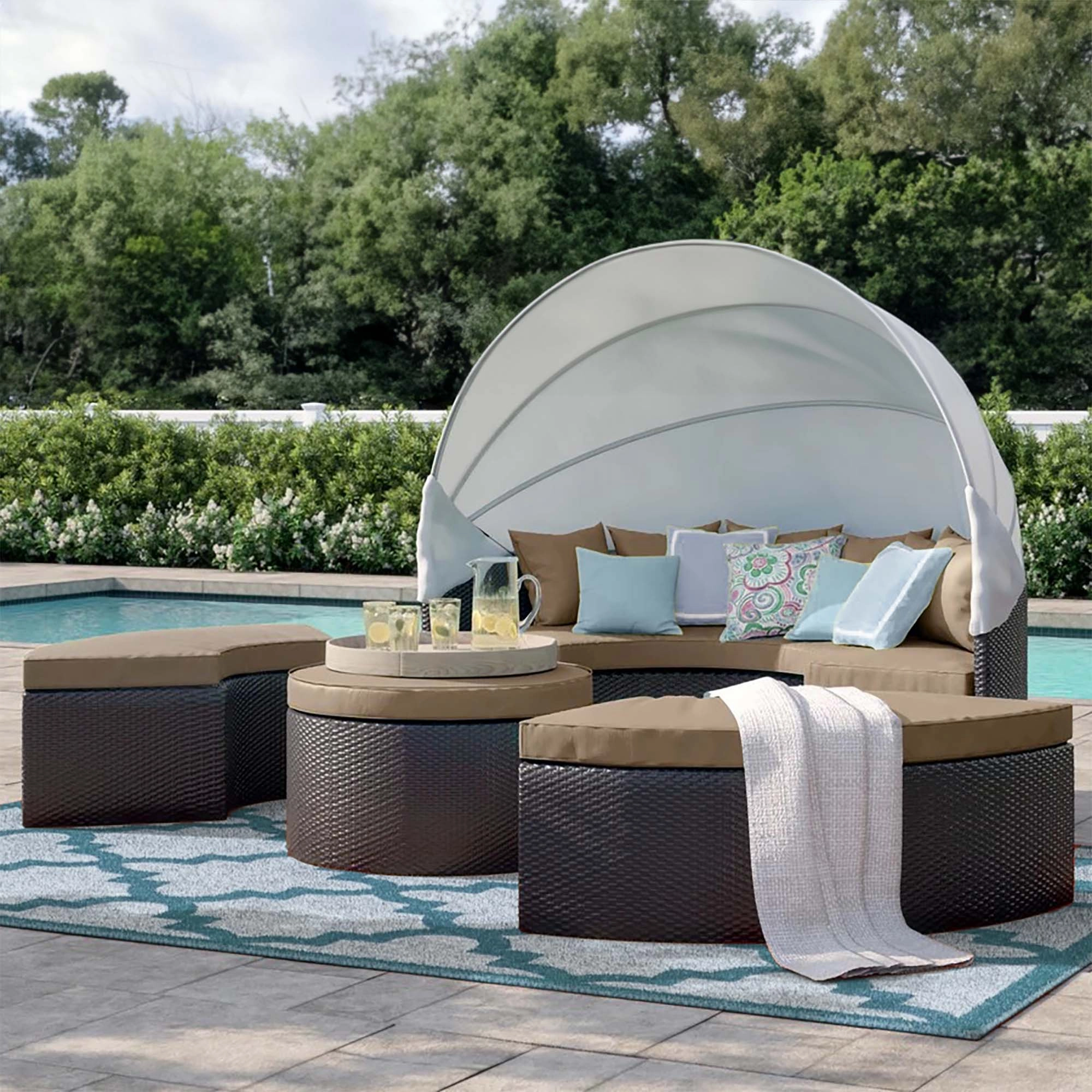 Quest Wicker Rattan Outdoor Patio Canopy Sectional Daybed by Modway
