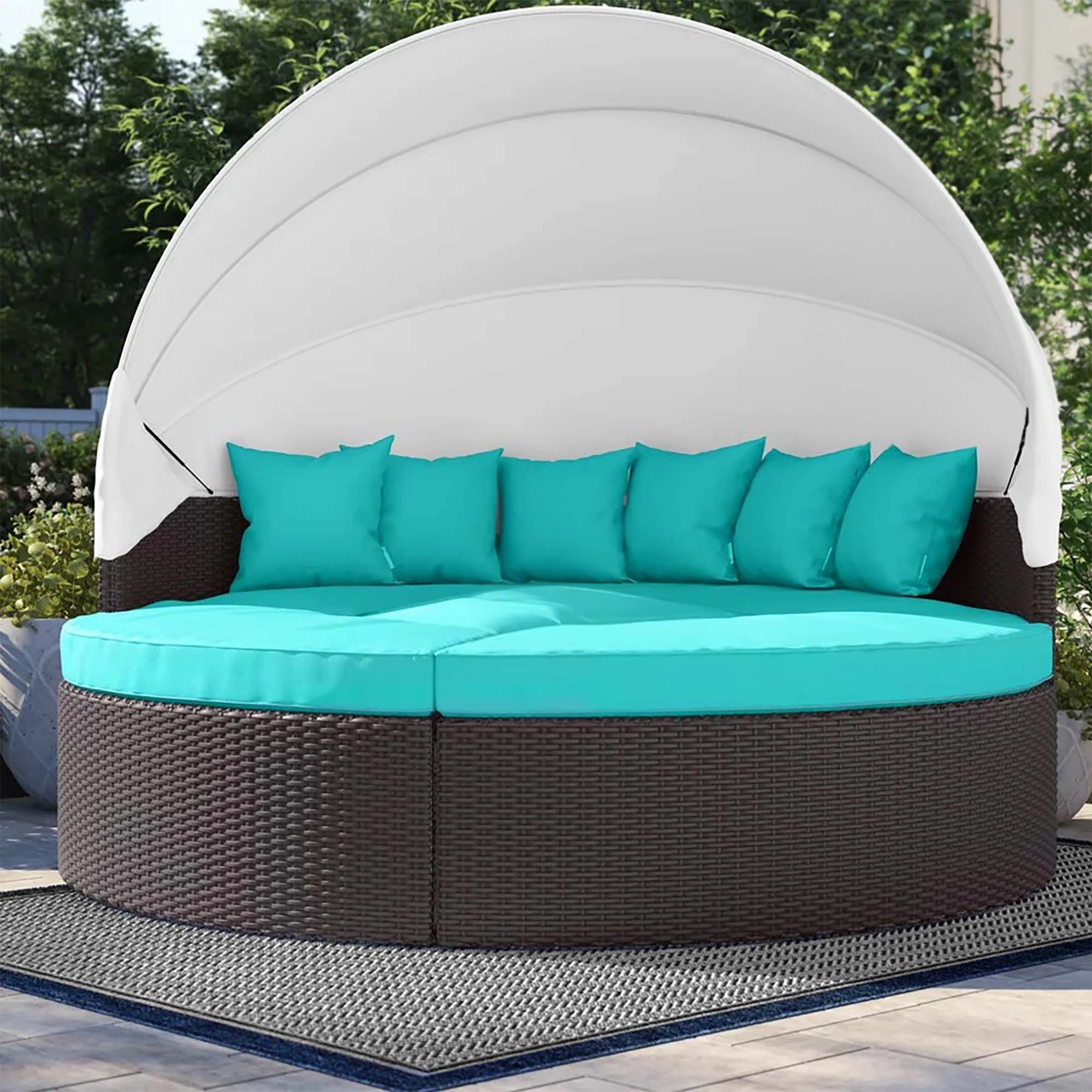 Quest Wicker Rattan Outdoor Patio Canopy Sectional Daybed by Modway