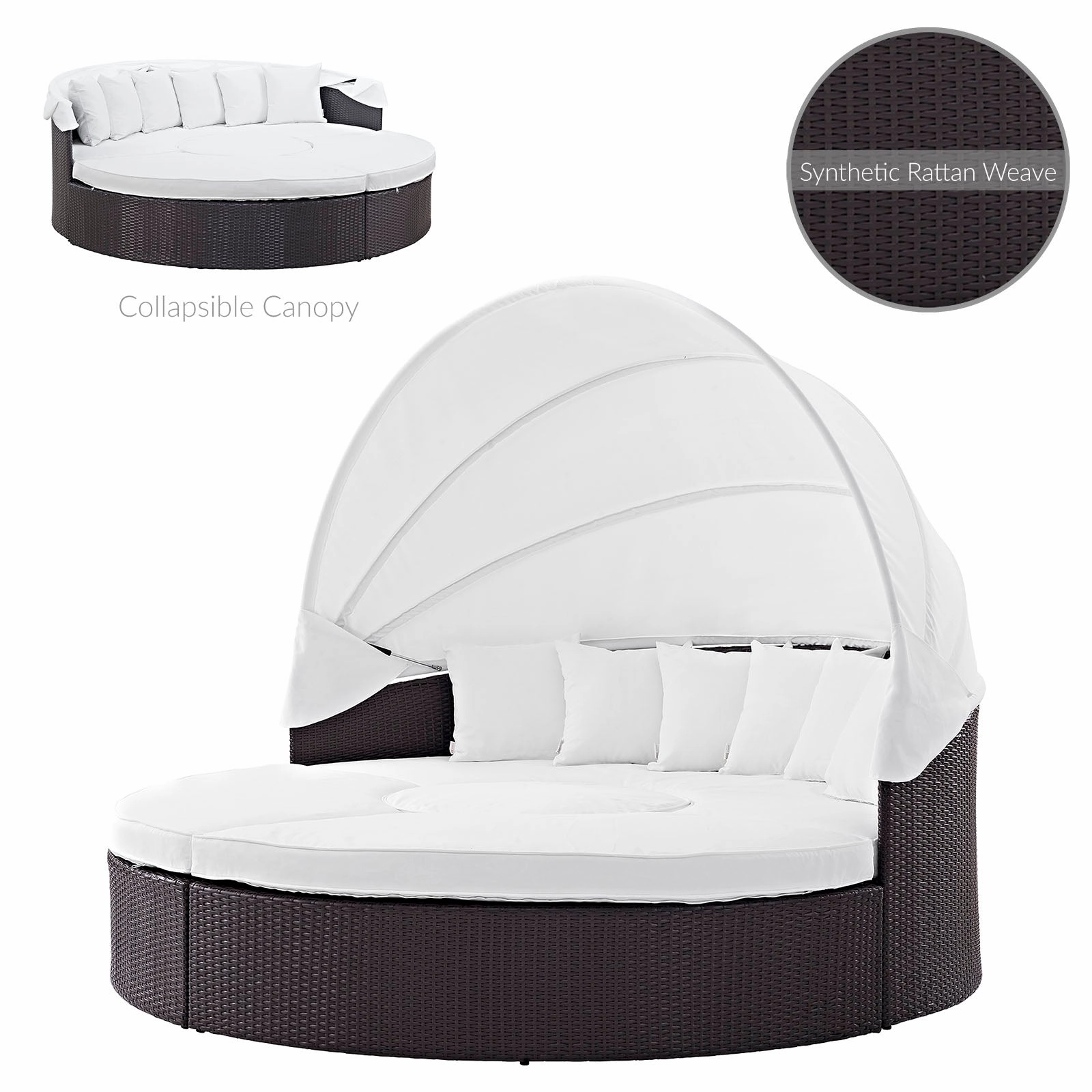 Quest Wicker Rattan Outdoor Patio Canopy Sectional Daybed by Modway