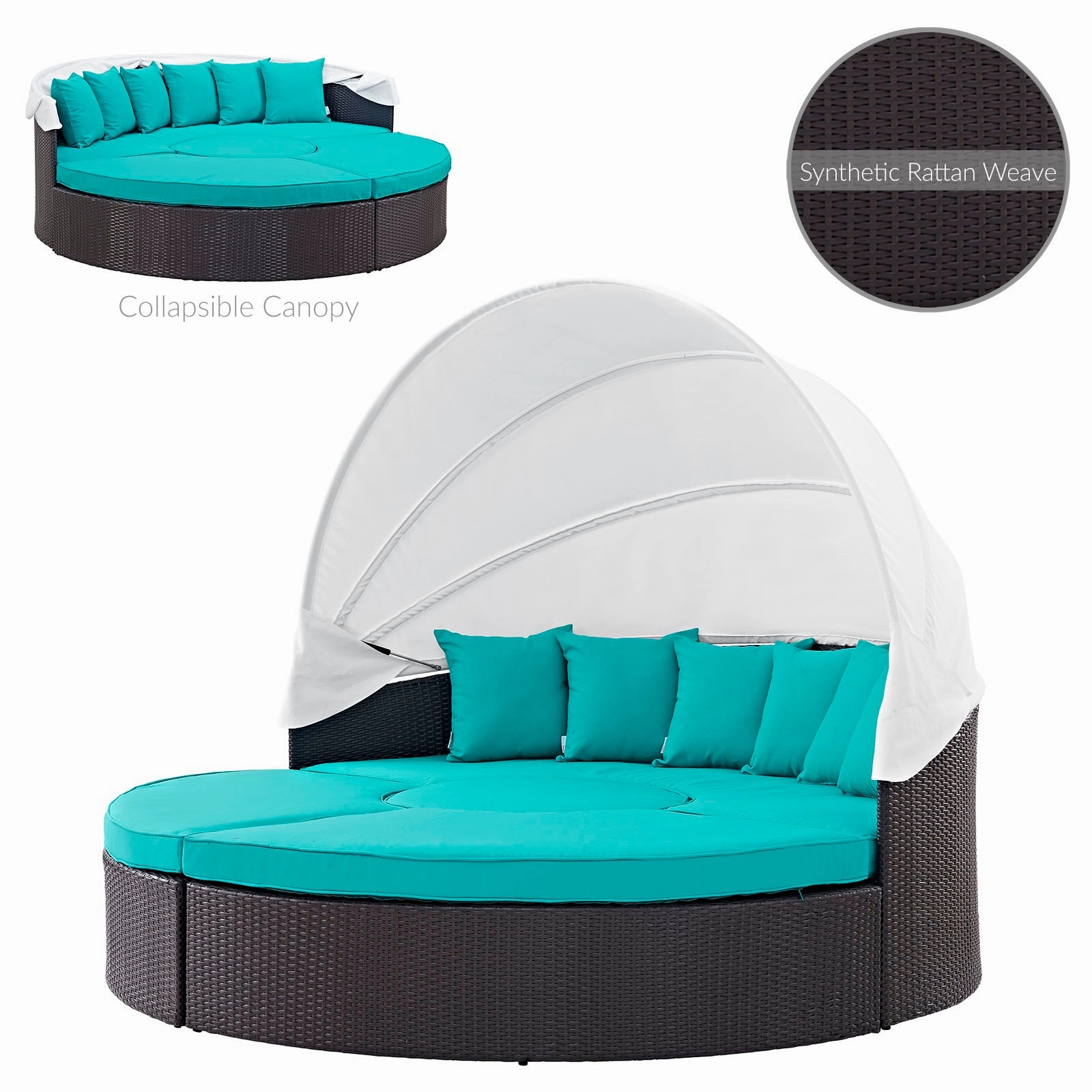 Quest Wicker Rattan Outdoor Patio Canopy Sectional Daybed by Modway