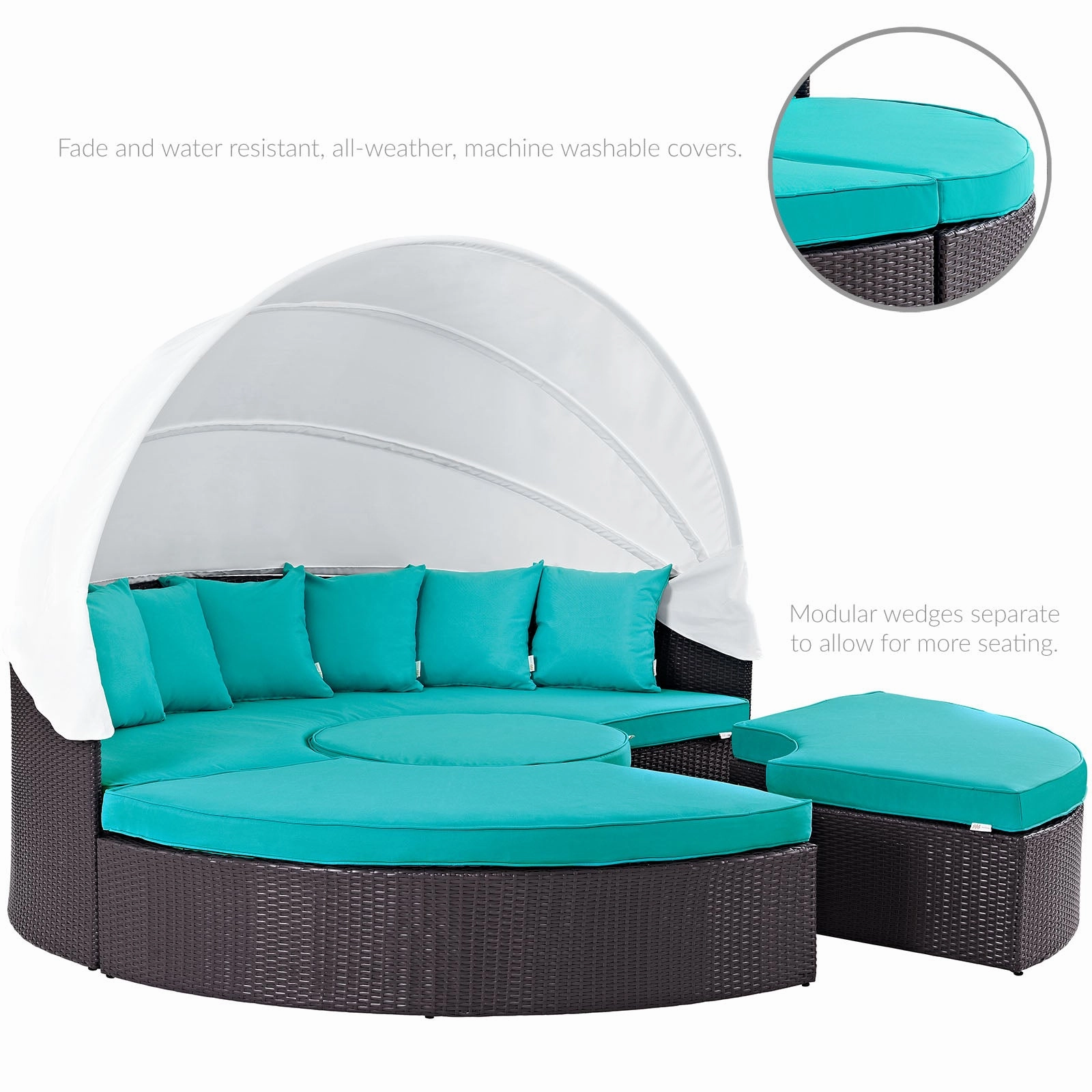Quest Wicker Rattan Outdoor Patio Canopy Sectional Daybed by Modway