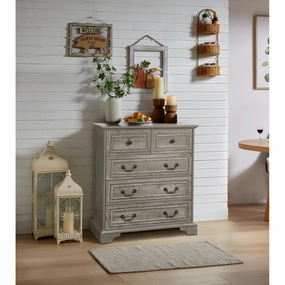 Streamdale Farmhouse 5-Drawer Dresser, Rustic White