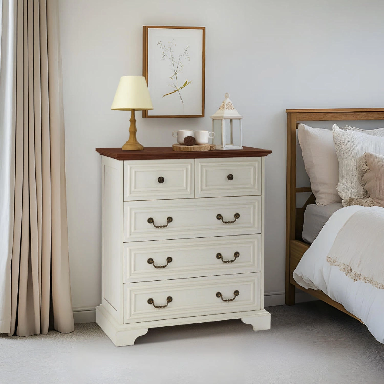 Streamdale White 5-Drawer Dresser - Bedroom Storage