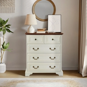 Streamdale White 5-Drawer Dresser - Bedroom Storage
