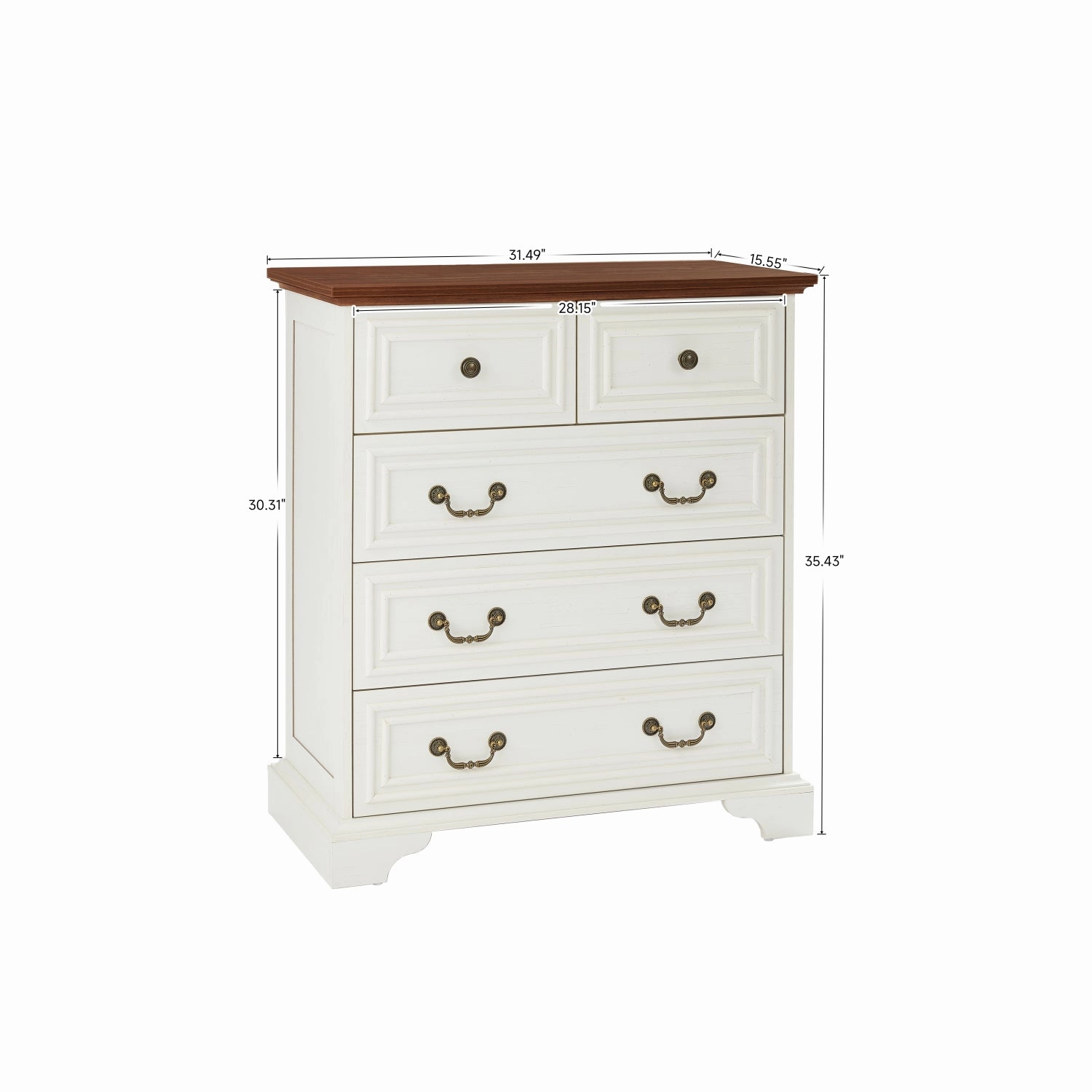 Streamdale White 5-Drawer Dresser - Bedroom Storage