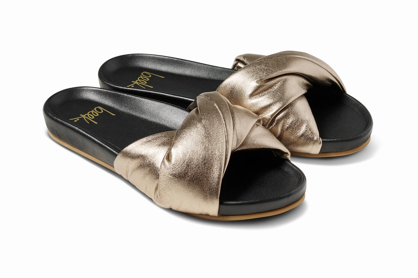 Tesia Leather Slides - Bronze