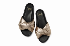 Tesia Leather Slides - Bronze