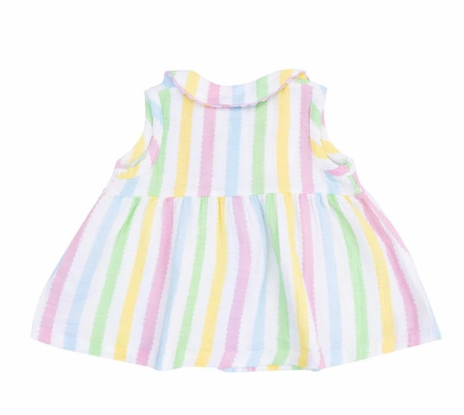 The Jill- Peter Pan Button Front Dress W/ Ric Rac Trim And Dc - Ric Rac Stripe