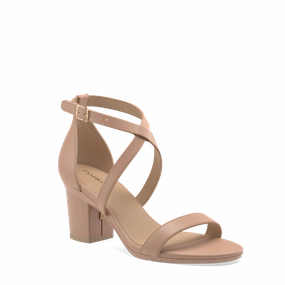 The Sandal - Latte Leather   Block Heel Kit 3 Latte