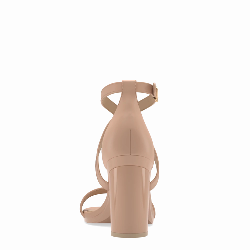 The Sandal - Latte Leather   Block Heel Kit 4 Latte