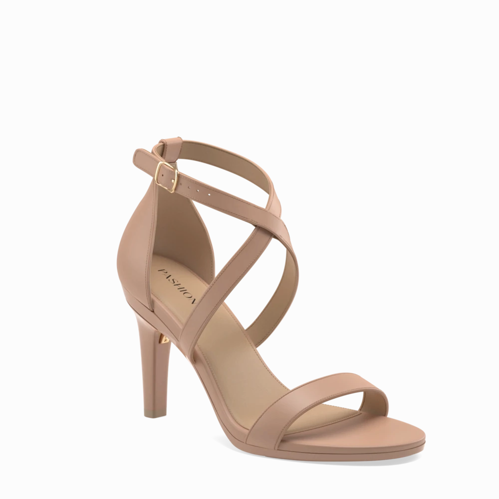 The Sandal - Latte Leather   Stiletto Heel Kit 4 Latte