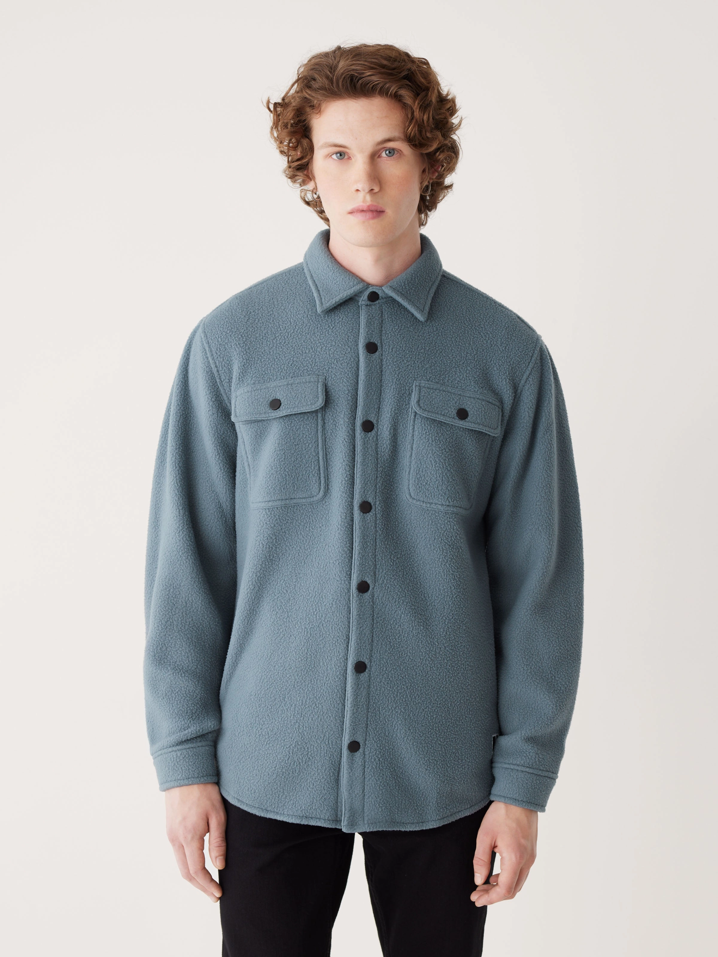 The Tundra Polar Fleece Overshirt in Stormy Blue