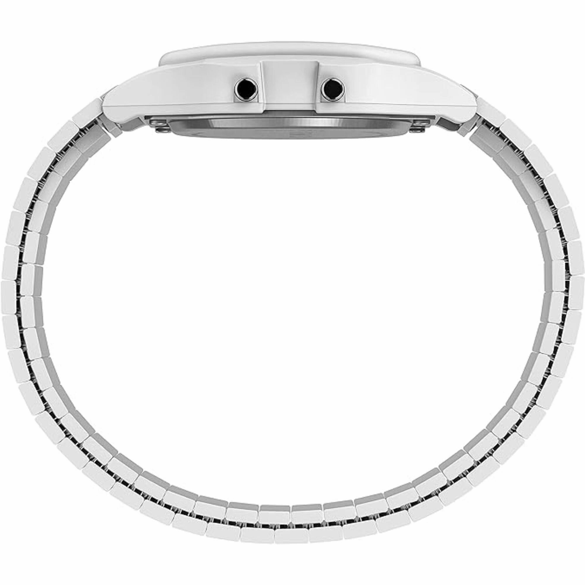 Timex Unisex Watch - T80 White Rectangular Case Steel Bracelet Digital | TW2U93700YB