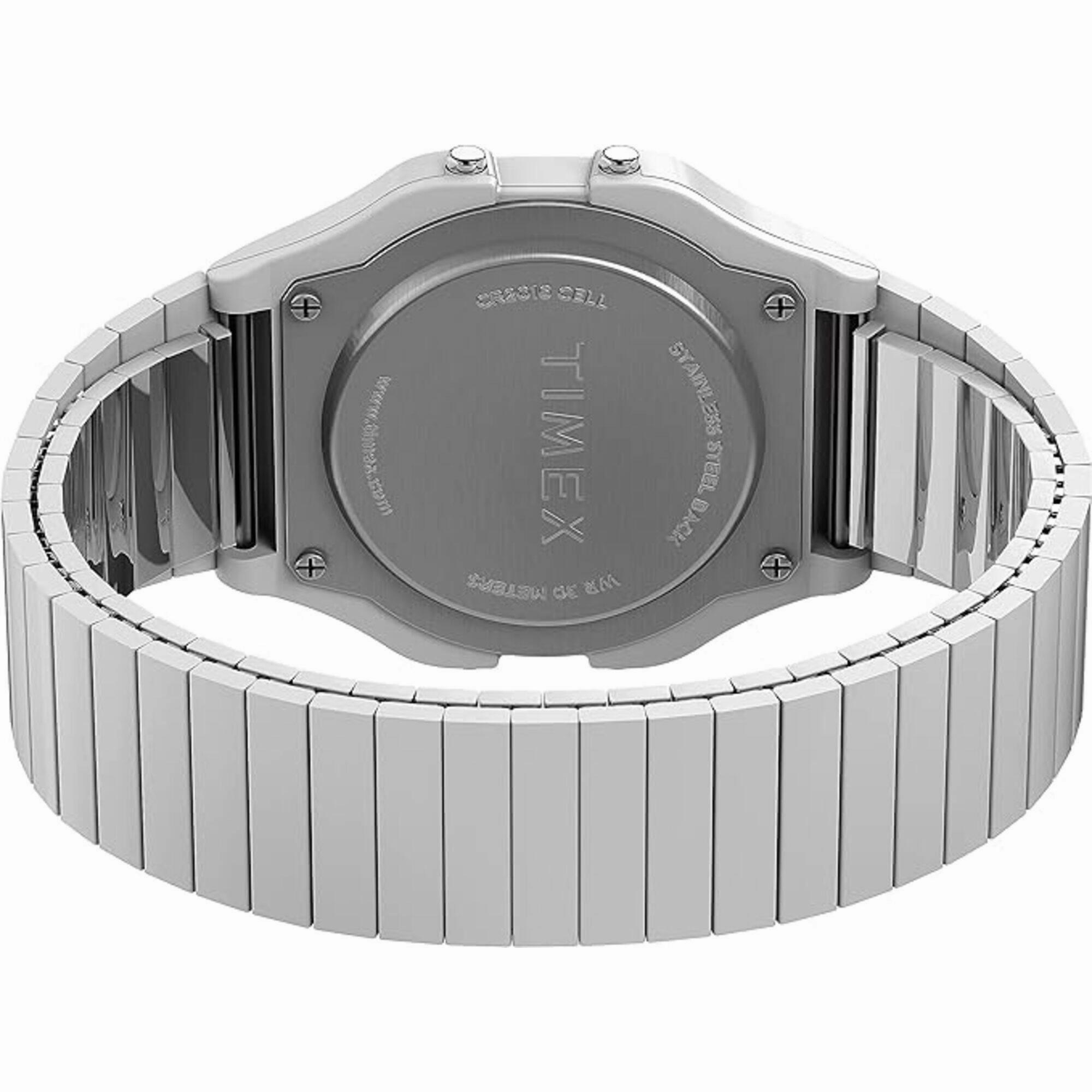 Timex Unisex Watch - T80 White Rectangular Case Steel Bracelet Digital | TW2U93700YB