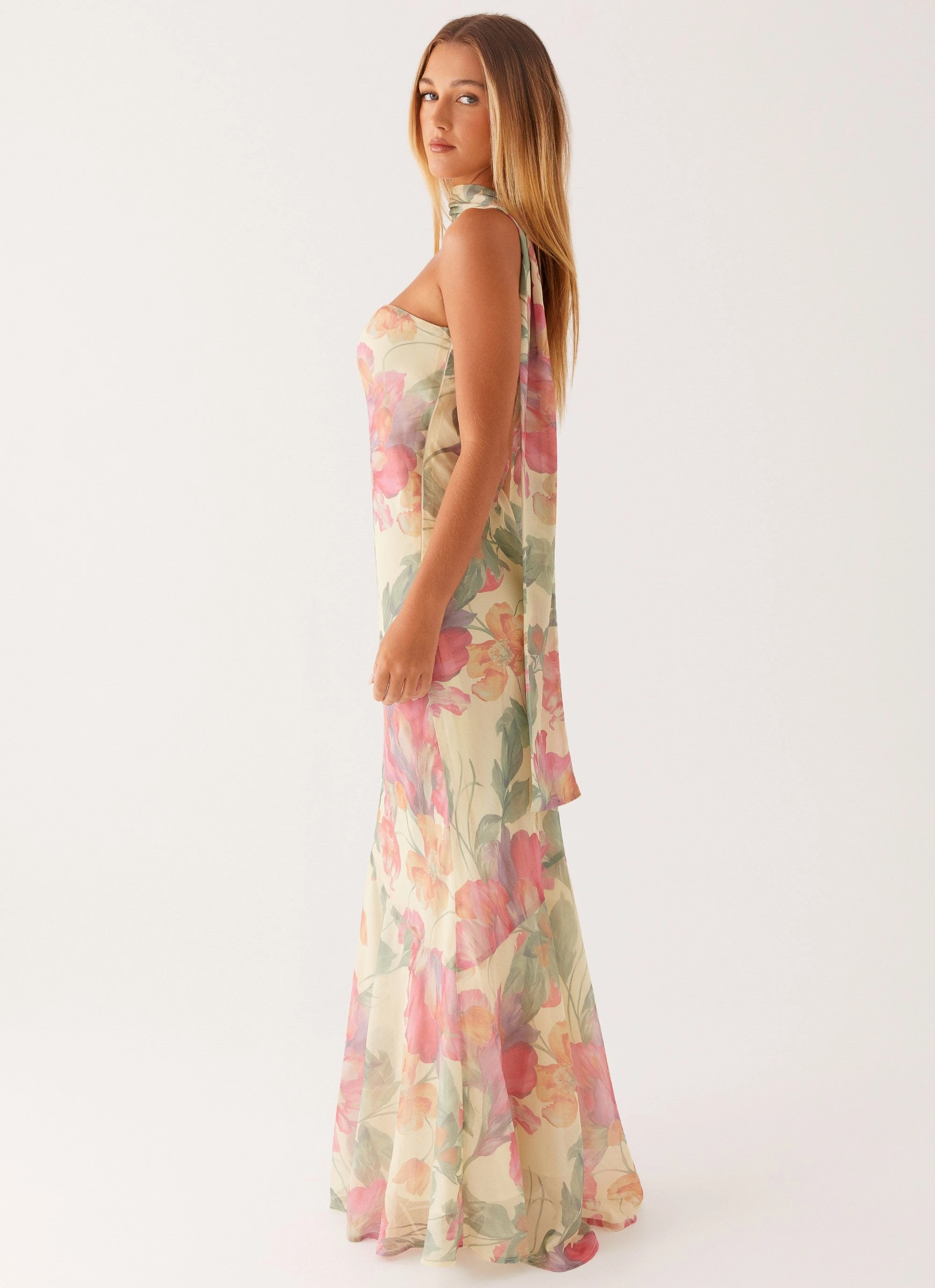 Under The Pagoda Maxi Dress - Yellow Peony