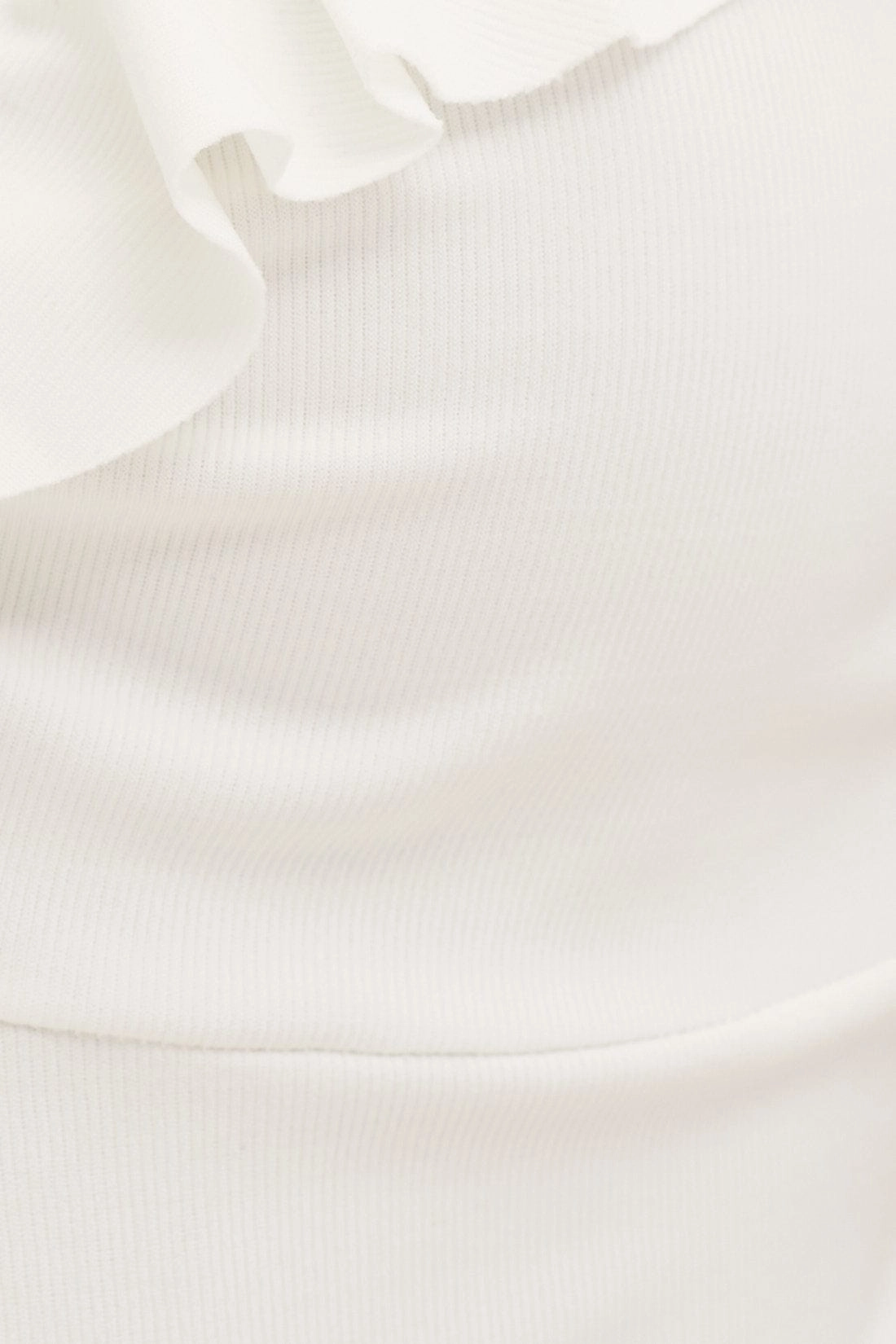 White Jersey Sleeveless Ruffle Tie Front Bodysuit